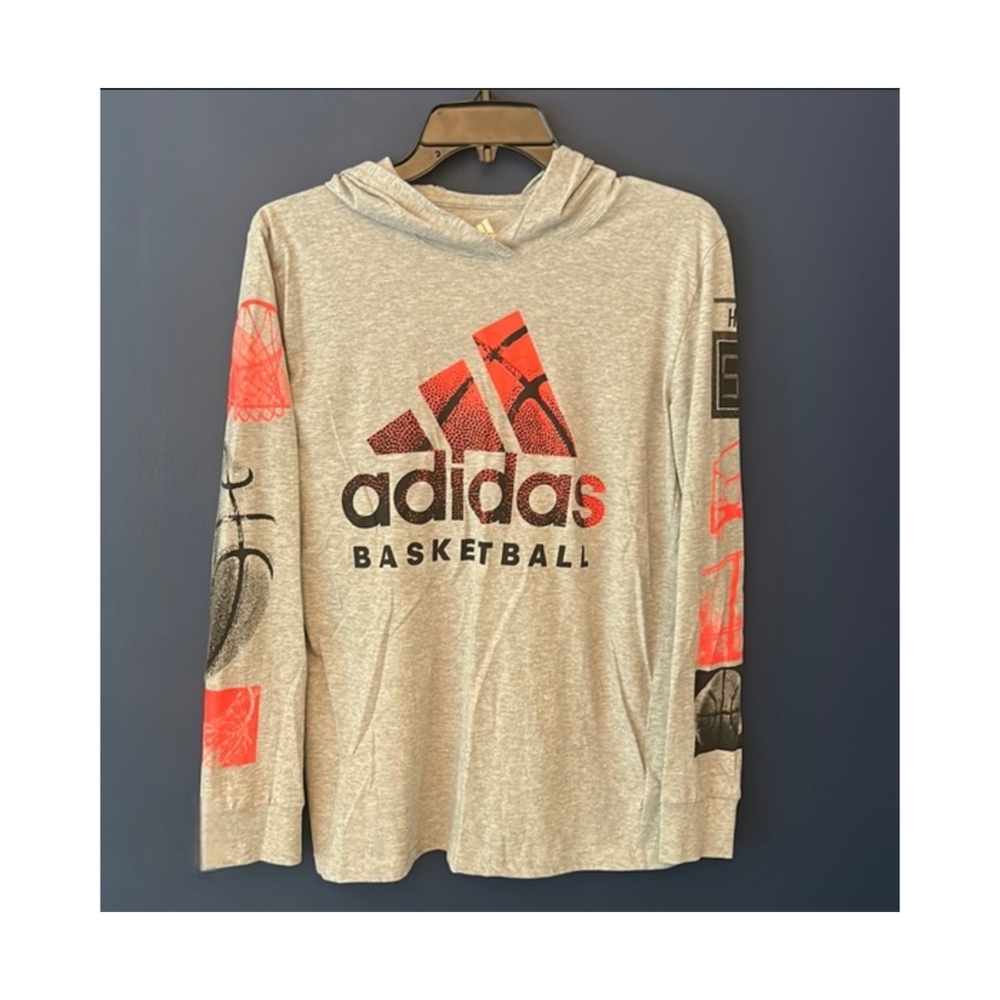Adidas Boy's Hooded Long Sleeve Graphic Tee XL(18/20)